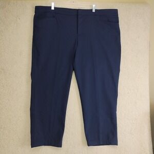 Chaps Pants Womens 22W Navy Stretch Dress Trousers Ankle Zipper Hook Fly Work